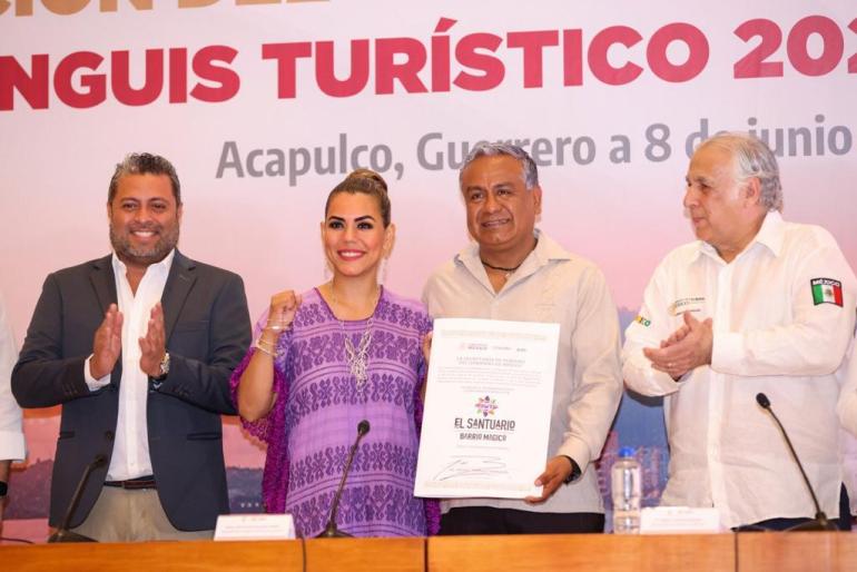 Presiden Evelyn Salgado y el secretario de Turismo, Miguel Torruco instalación del Comité Organizador Local del Tianguis Turístico 2024