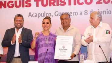 Presiden Evelyn Salgado y el secretario de Turismo, Miguel Torruco instalación del Comité Organizador Local del Tianguis Turístico 2024